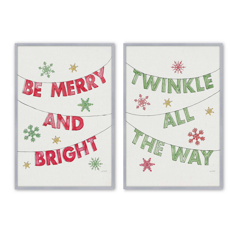 Ensemble de 2 impressions d'art Twinkle All The Way, 14 po x 11 po, Chrome poli