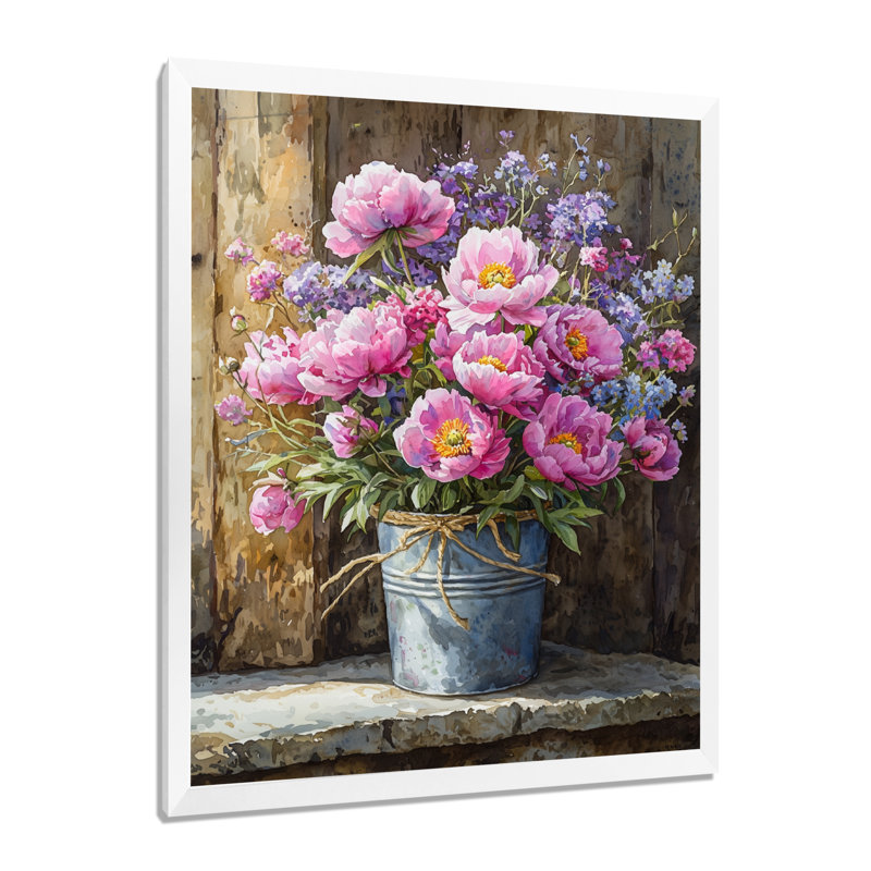 Abell - reproduction d'art sur toile florale, H 32 po x l 16 po, Picture Frame Print, Blanc