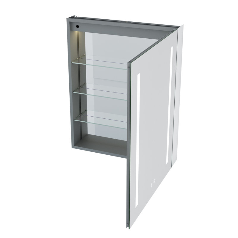 30 Inch H Recessed or Surface LED Mirror Cabinet With Defogger And Adjustable Shelves, 30" H x 24" W x 4.63" D, Right
