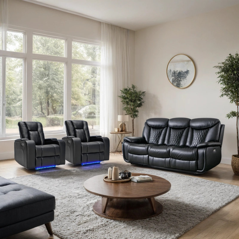 Ensemble de salon inclinable 3 pièces Emony (2 fauteuils inclinables et canapé)