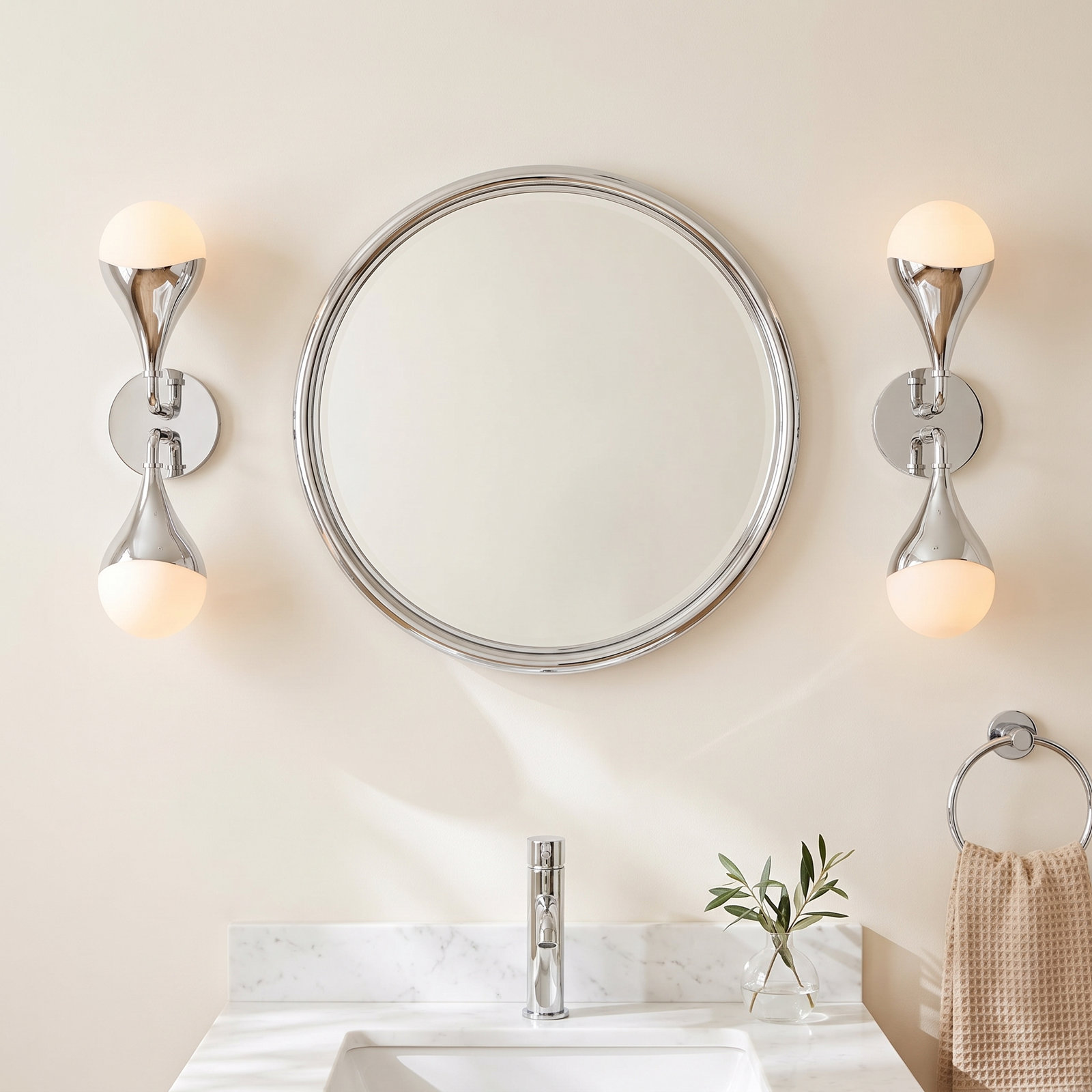 Algiers 2 Light Bath Sconce, Polished Nickel
