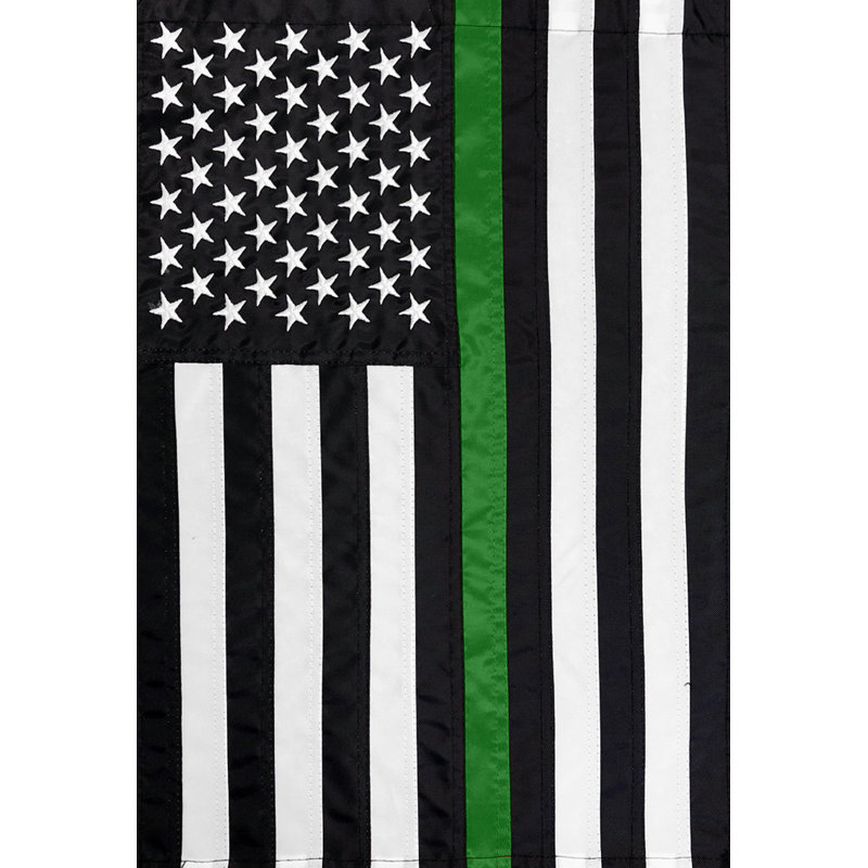 Drapeau de maison fine ligne verte brodée, Vert