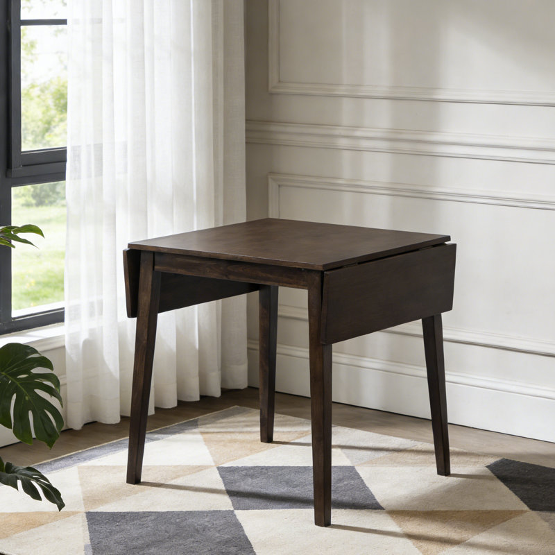 Table de salle à manger extensible avec plateau rabattable et pieds en bois massif, Espresso
