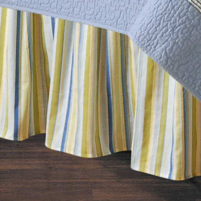 Blue/Green Stripes Bed Skirt, Twin