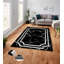 Rectangle Abstract Machine Made Power Loom Polyester Area Rug in Black/White-1913913032