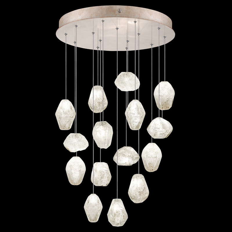 Natural Inspirations 22 - Light Pendant, Gold, Clear Quartz, 15 Lights