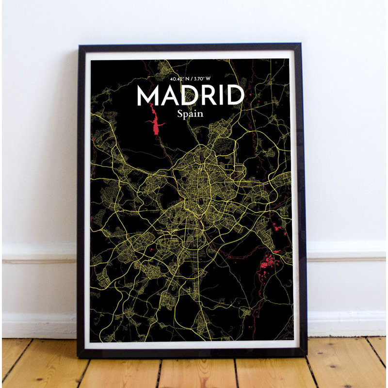 Madrid City Map - No Frame Print, 50.8cm H x 40.6cm W x 0.13cm D