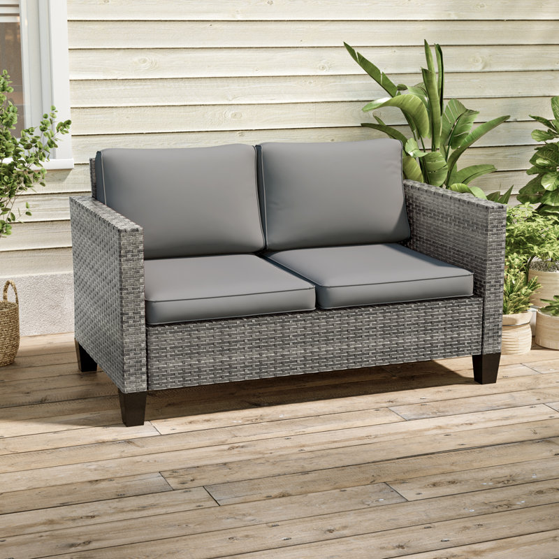 Canapé d'extérieur pour causeuse de patio, Gris, Gris