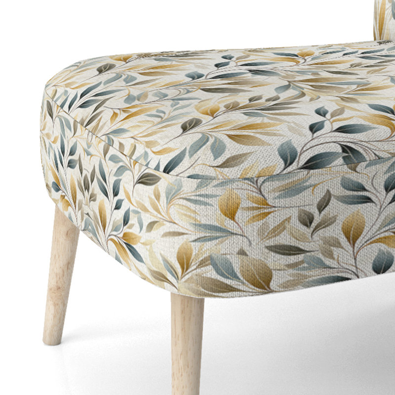 Neutral Leaves - Chaise d'appoint rembourrée scandinave, chaise d'appoint Botanical Plants