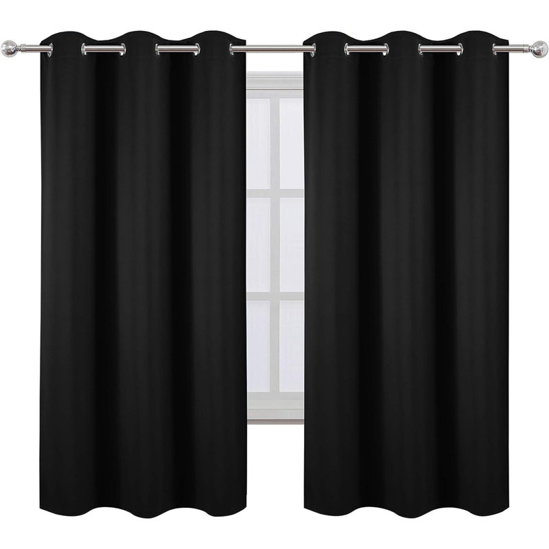 Erfried Blackout Curtain Pair, Black, 38" W x 63" L