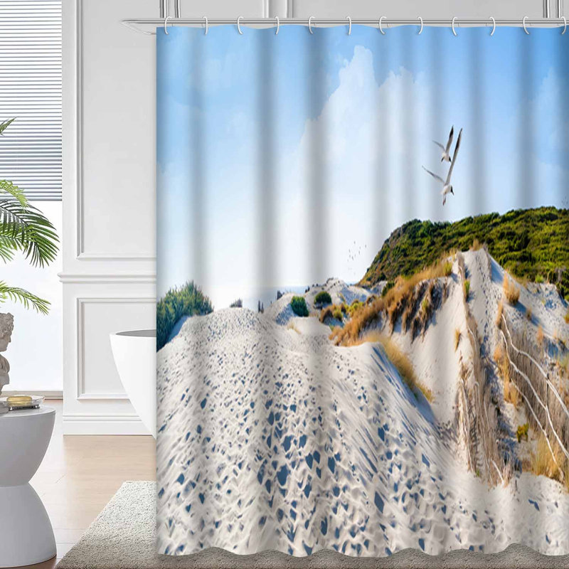 Rideau de douche avec 12 crochets Sea Coast Beach, L 72 po x l 72 po