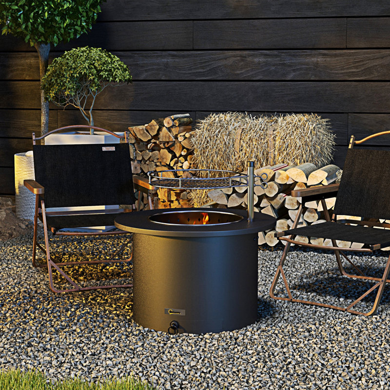 Outsunny 2-In-1 Smokeless Fire Pit, Black