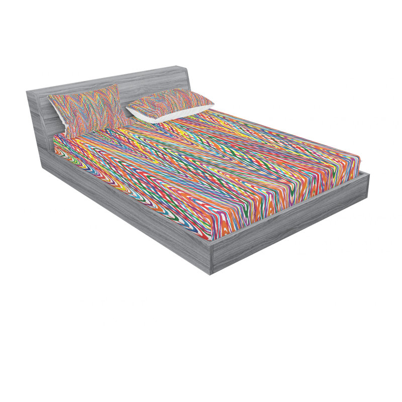 Microfiber Abstract Sheet Set, Full/Double Sheet Set with Fitted Sheet