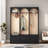 Farmhouse Wooden Style Hall Tree With Arched Design, Bench, 8 Retro Hooks, And 3 Drawers-353067056