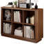 Bibliothèque à 6 compartiments - Bibliothèque horizontale de 40 po de large avec bords arrondis, unité de plancher en bois à 2 niveaux pour chambre à coucher, salon et bureau (style maison de campagne)