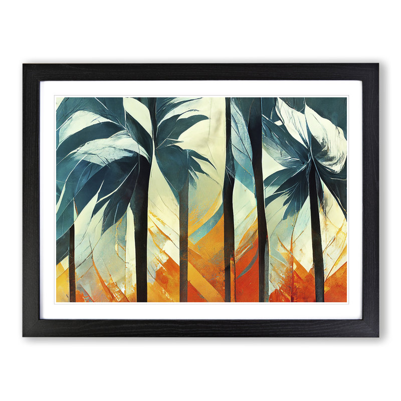 XH1022-6753X Palm Tree Art Vol.1 - Single Picture Frame Painting, Black Framed, 46cm H x 64cm W x 2cm D