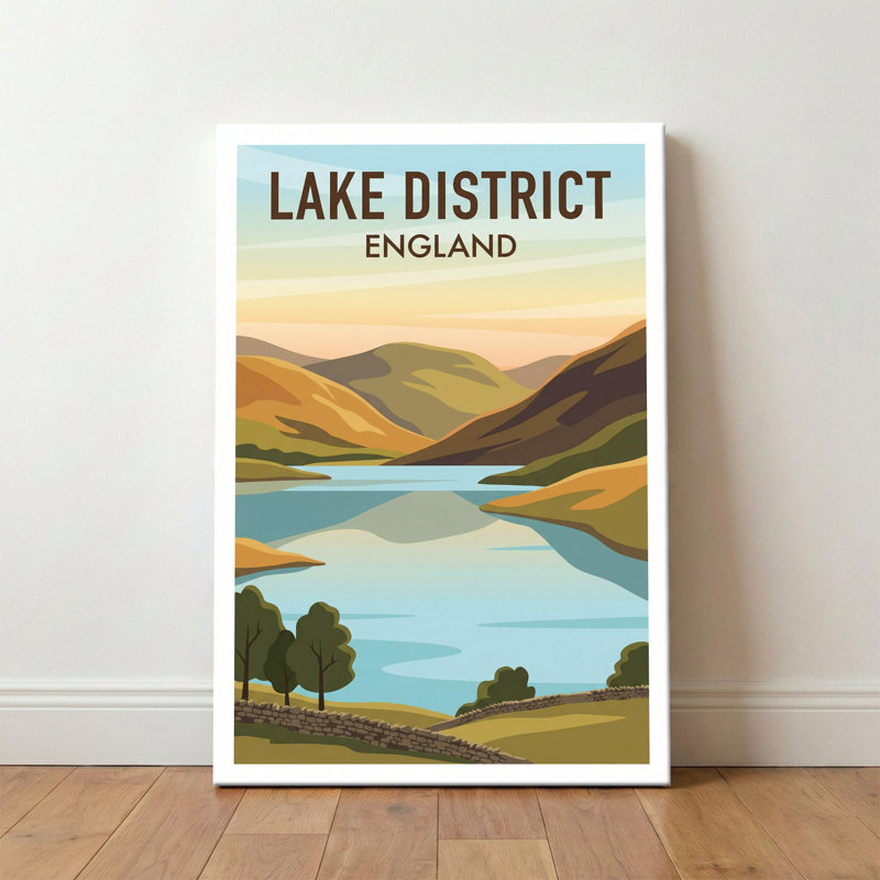 Lake District, England - Travel Poster: Romantic Lakes, Fells And Countryside Escape. Giclée Print On Wrapped Canvas. Wall Art, Home Decor - Regions & Scenic Areas, England - Wrapped Canvas Print