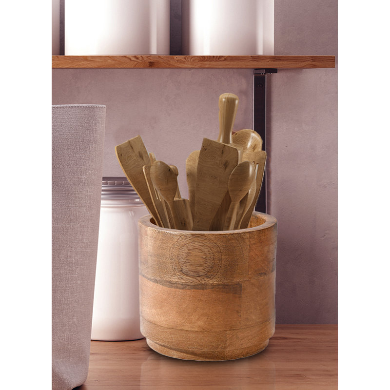Gaylor Wood Cachepot, 4.75" H x 4.5" W x 4.5" D