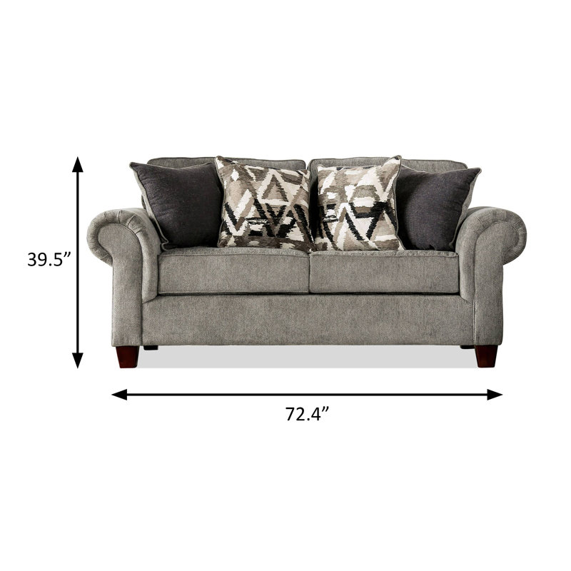 72.4" W Transitional Loveseat, Graphite