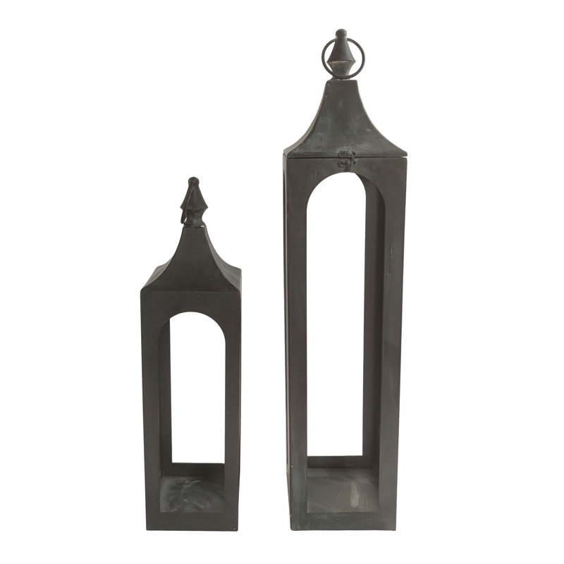 Ensemble de 2 lanternes en métal noir 6 po