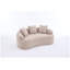 Canapé deux places incurvé en chenille crème abricot, aucun assemblage requis, design moderne compact pour petits espaces, avec 3 coussins décoratifs