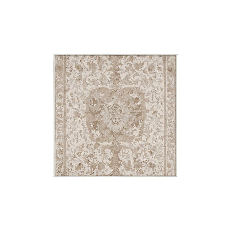 Machine Washable Beige Area Rug, Square 5'