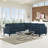 Empress 3 Piece Upholstered Fabric Sectional Sofa Set-1722970462