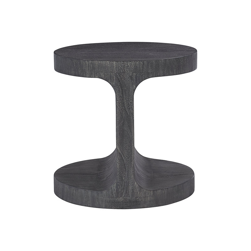 Transitional Berkely Black Round Wood End Table 24"