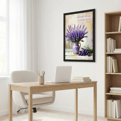 Lavande avec bouquet de lavande sur toile mauve, reproduction d'art sur toile avec citation inspirante pour la décoration intérieure et espaces de détente
