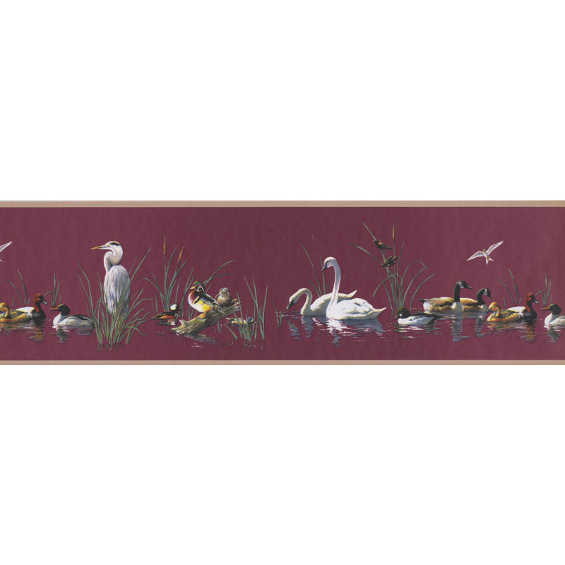 Bordure de papier peint faune L 15 pi x l 7 po Prestridge Heron Duck Swan