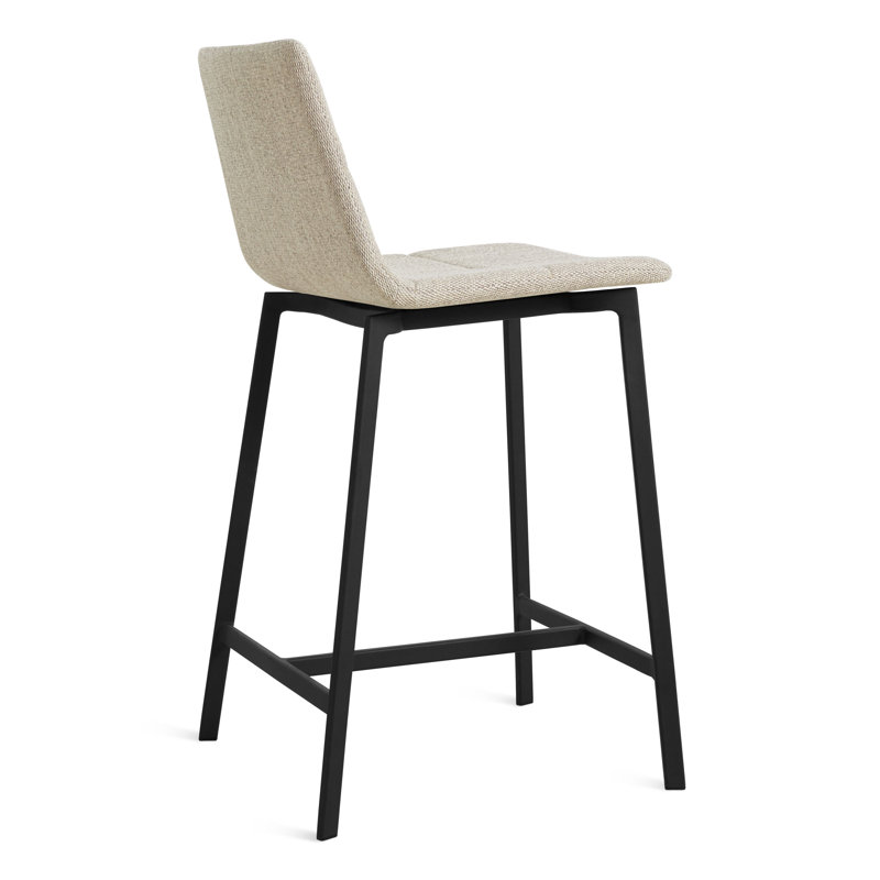 Between Us Upholstered Stool with Metal Frame, Tait Stone Textured Basketweave, Black, Counter Stool (26" Seat Height)