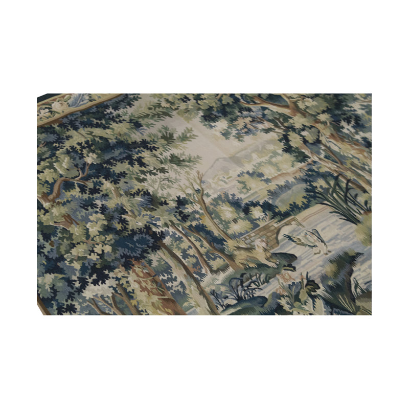 Hand-Knotted High-Quality Green and Gold Area Rug