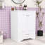 Meuble-lavabo moderne avec lavabo en céramique, tiroir, tablettes réglables et armoire à fermeture en douceur-2070360300