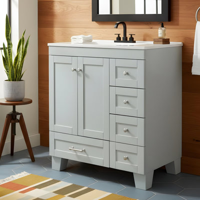 Meuble-lavabo de salle de bain avec lavabo en céramique