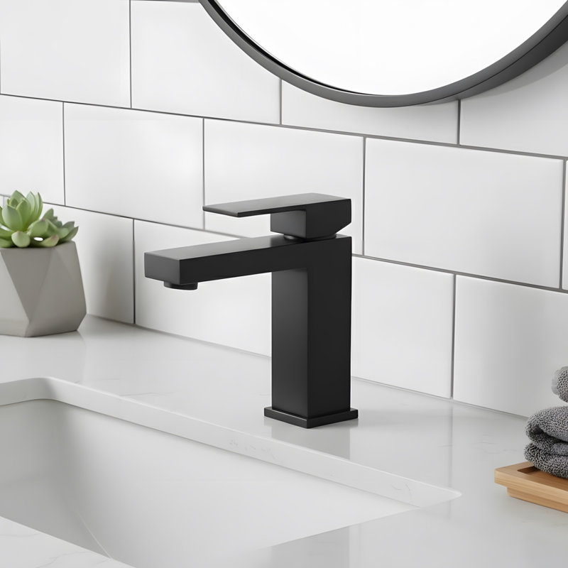 Modern Bathroom Sink Faucet with Single Handle, Black