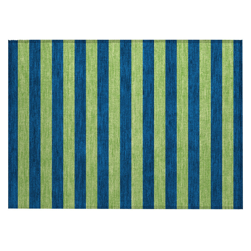 Tapis extérieur lavable antidérapant à rayures bleu marine 2 pi x 3 pi