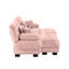 Chenille rose pour le salon: 2 places avec coussins de style nuage, repose-pieds et coussins assortis - Option de siège confortable et élégant