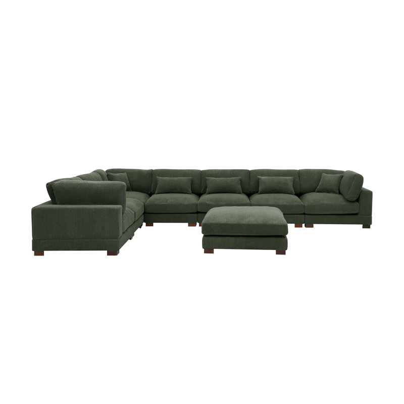 Willesden  Modular Corduroy Sectional, Dark Green Corduroy