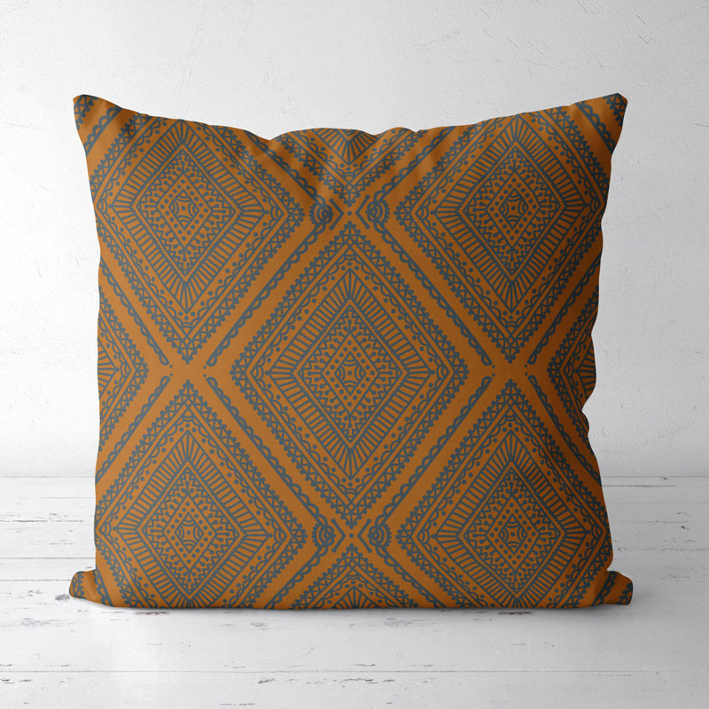 Housse et insert de coussin carré Hindi, Orange et gris