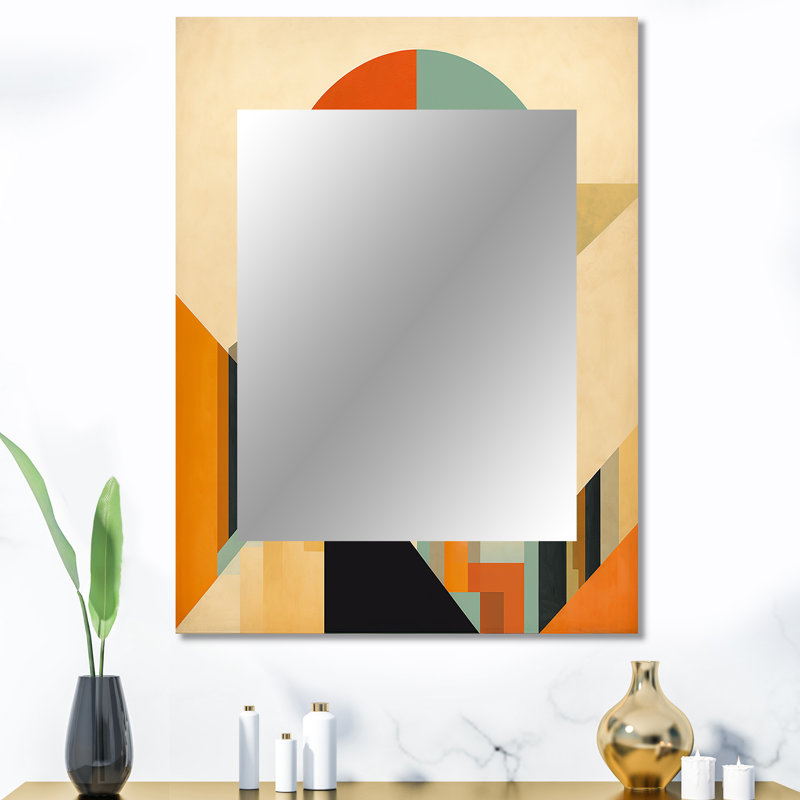 Full Moon Symphony Midcentury Abstract II - miroir décoratif moderne Mid-Century, miroir mural bleu, impression d'art en métal