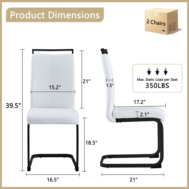 Ensemble de 2 chaises de salle à manger modernes et rembourrées avec dossier haut, 2, Blanc, Noir
