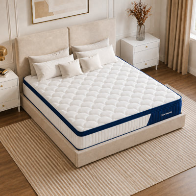 14" King Size Mattress, Medium Plush Hybrid with Individual Pocket Spring & Cooling Gel Memory Foam, Bed in a Box, CertiPUR-US Certified