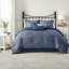 Ensemble de literie moderne en microfibre bleu marine Seersucker pour la maison