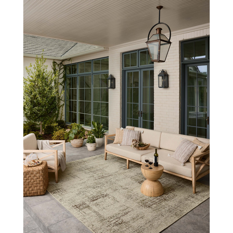 Loloi Saylor Ivory / Fog Indoor/Outdoor Area Rug, Square 1'6"