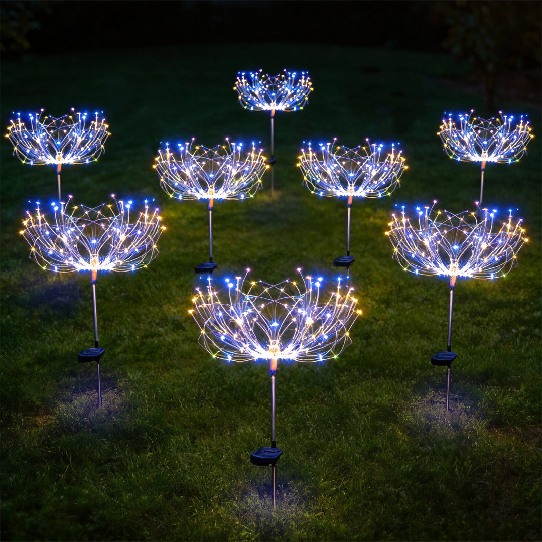 Silver/Black Low Voltage Solar Powered Integrated LED Pathway Light Outdoor Waterproof  Solar Firework Lights (Set of 8) Aptoco