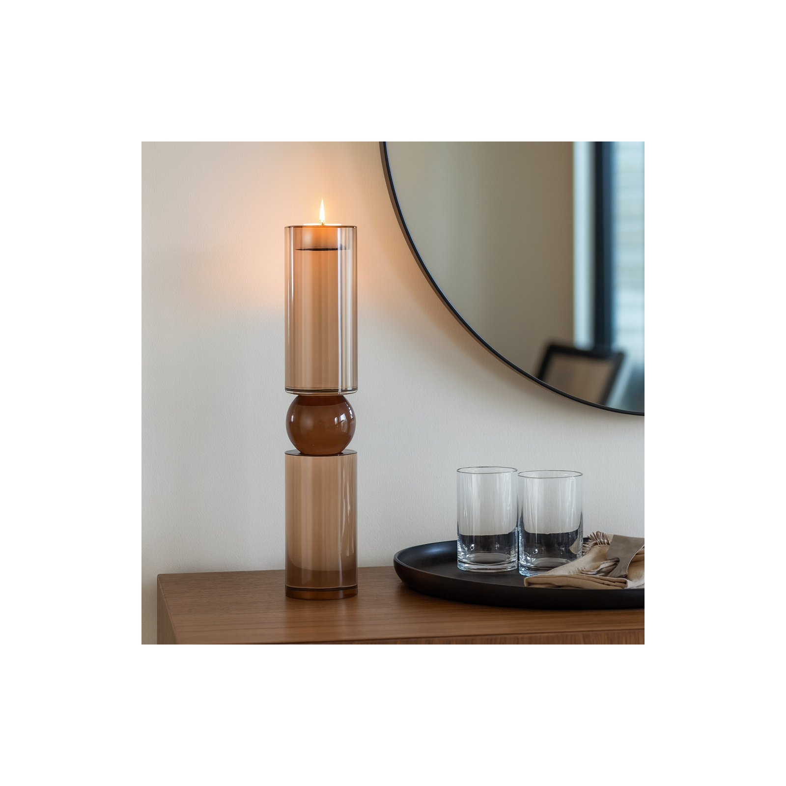 Joss & Main Riter Crystal Candlestick, 15" H x 3" W x 3" D, Bronze