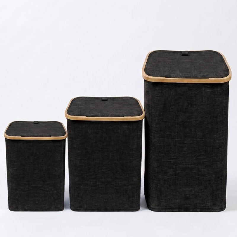 Polyethylene Plastic Laundry Basket, 72cm H x 33cm W, BLACK