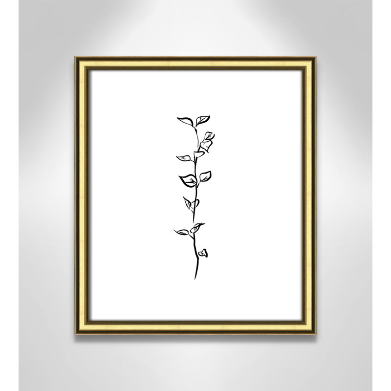 Fleurs simples 4 - reproduction de dessin, H 15 po x l 13 po x P 0,88 po, Papier encadré doré