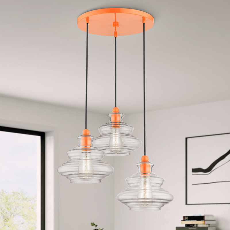 Veston 3 - Light Dimmable Chandelier, Shiny Orange