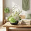 Organic Modern Arrangement with Orchids and Hydrangeas-988757373
